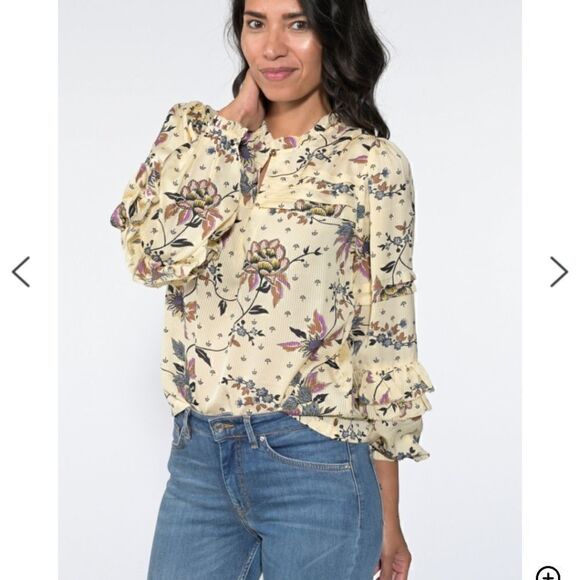 Scotch & Soda Floral Print Ruffle Top, Combo F Size Small NWOT - Picture 1 of 11